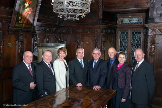 Conseil 2013-2016 - Michel Fournier (chancelier jusqu'à fin mai 2013), Jean-Michel Micheloud, Carole Schmid, Antoine de Lavallaz (président), Antoine Defabiani (vice-président), Guérin de Werra, Romaine Syburra-Bertelletto, Grégoire Iten